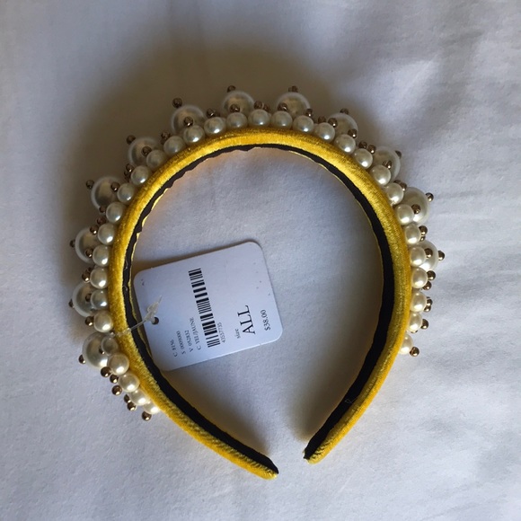 Free People Accessories - Free People Velvet Pearl Embellished Headband